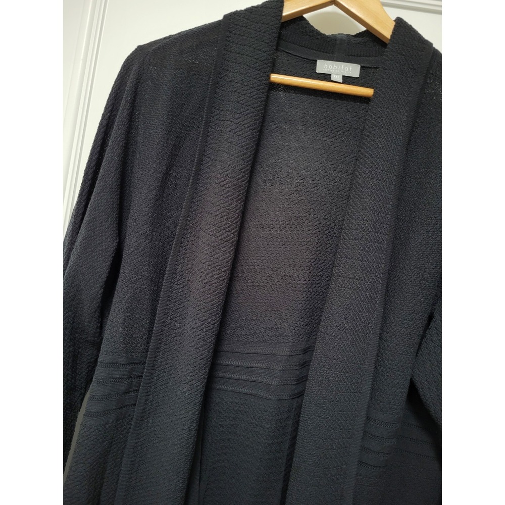 Habitat Black Lightweight Mid Length Open Cardigan Sweater 2X - Picture 2 of 9